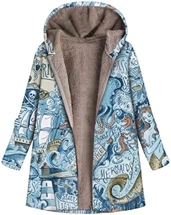 FMCHICO Casacos de inverno para mulheres de inverno Lazer impresso com capuz jaqueta de luxo com capuz Jaqueta de lã Casaco de trincheira.