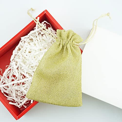 Fazhbary 2 tamanho bolsa de ouro brilhante com sacos de cordão duplo bolsas de presente de ouro bolsas em massa a granel Favor de bolsas de chocolate pacote de 20