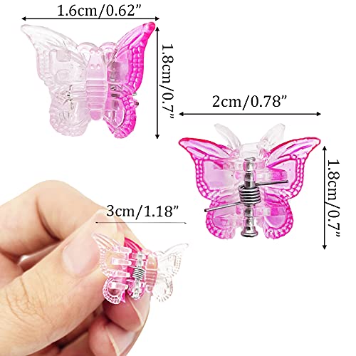 50 PCS Mini clipes de cabelo de borboleta, geléia de cores pequenos clipes de cabelo de borboleta para meninas mulheres, plástico