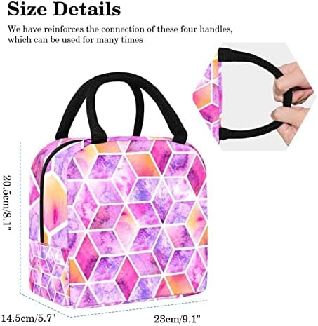 Bolsa de lancheira com tinta rosa geométrica Bolsa de lancheira isolada Picnic Bag ao ar livre Viagem de alimentos contêineres mais