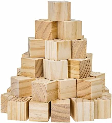 64 PC Blocks Blocks inacabados de madeira de madeira natural Bloco 1 Artes de Artes Cubos