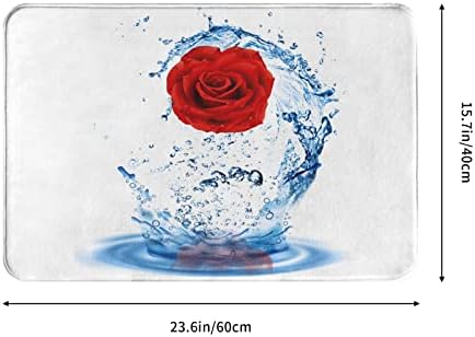 Rosa vermelha no tapete de banho de espuma de água Super absorvente Anti-deslizamento Máquina lavável Tapete interior