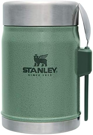 Jarra de comida a vácuo Stanley Classic, 1,5 fl oz, jarra de almoço verde, jarra de sopa, caixa de bento, retenção de calor, colher