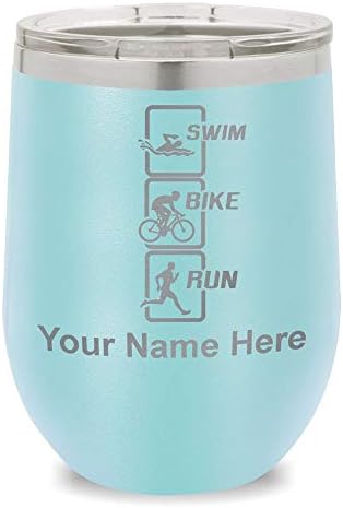 Tumbler de copo de vinho de Skunkwerkz, bike de bicicleta de natação vertical, gravura personalizada incluída
