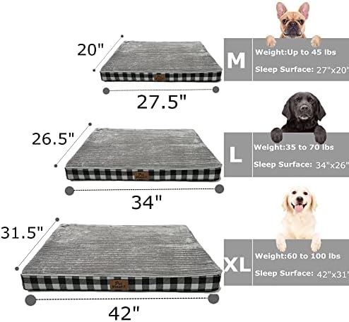 Pethippie Ortopedic Dog Bedtion, canteiros de cães de espuma de ovo para m/l/xl-tapac de cama de flanela de luxo projetada com