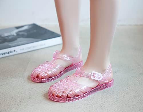 Jelly Shoes para criança meninas de verão praia praia retro sandálias t-sheta slingback garotinha brilho size branco