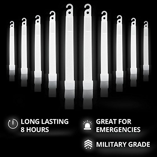 Cyyalume Grade Militar de grau de brilho branca - Premium Bright Bright 6 ”Light Emergency Sticks com duração de 8 horas