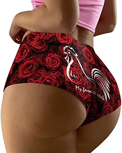 Sexy Dia dos Namorados Boyshorts Panties Mulheres de cintura alta Hipster Cotton Briefs Lips Heart Plus Size Underpants