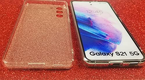 Caixa de leopardo para Samsung Galaxy S21 5G 6,2 polegadas 2021 Lançado [não para outros modos Caixa brilhante de ouro rosa brilhante