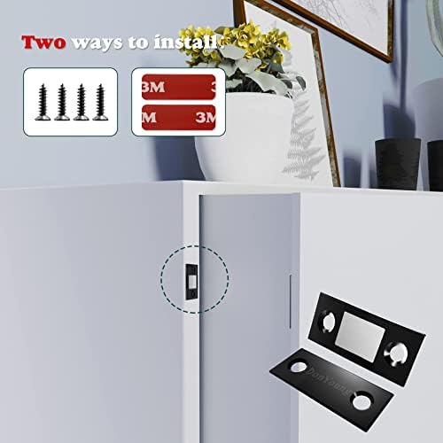 Donyoung porta magnética captura, pacote de 8 pacote de gabinete ultra fino captura magnética com forte adesivo adesivo slim gavetas ímãs trava móveis travas de segurança para armário de cozinha fechamento de porta deslizante