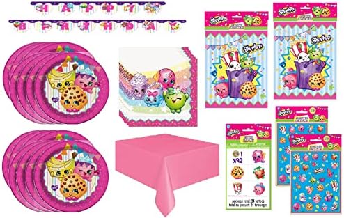 Shopkins Birthday Party Supplies Bundle Pack inclui pratos, guardanapos, tampa da mesa, banner de feliz aniversário, sacos de