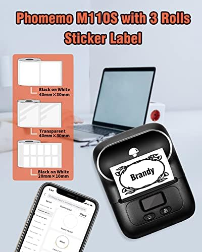 Phomemo Label Maker-M110 Bluetooth Térmico Impressora para Negócios, Escritório, Escola, Uso Home