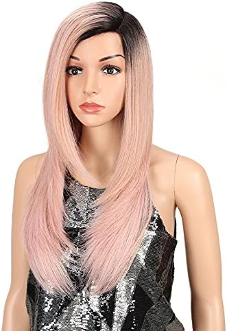 TJLSS Hair 24 polegadas de comprimento de renda sintética de longa perucas dianteiras para mulheres negras de alta temperatura rosa peruca de cabelo natural