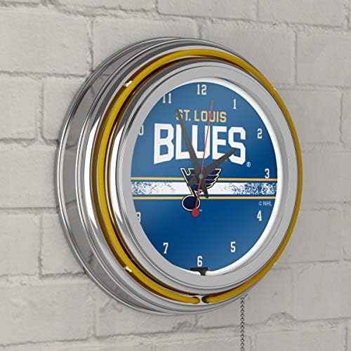 Relógio de neon de término global da NHL Chrome da NHL Chrome - St. Louis Blues