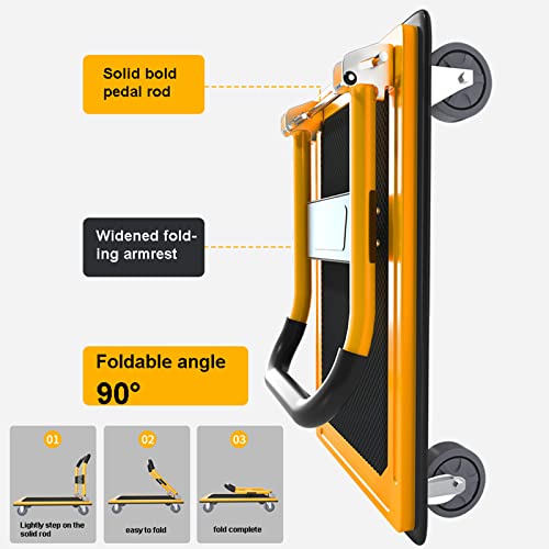 Carrinho de mesa, caminhão de plataforma de carrinho de serviço pesado com alça dobrável rodas de mudo de 300 kg placa de aço de capacidade forte para casa, local de trabalho e remoções