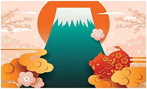 Suporte de escova de dentes de cerâmica japonesa de Ambesonne, gráfico folclórico com nuvens de doodle temática Flores de cerejeira de porco, bancada versátil decorativa para banheiro, 4,5 x 2,7, multicolor