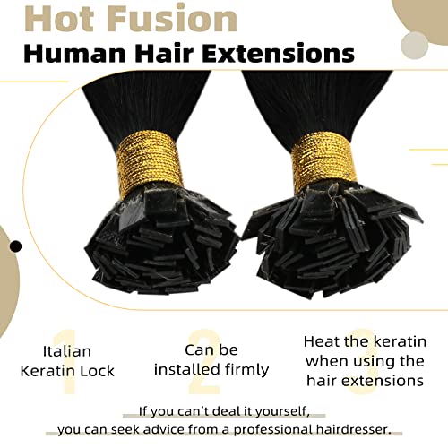 Cabelos de cabelo humano de keratina ugeat Extensões de cabelo de fusão de 20 polegadas Extensões de cabelo preto
