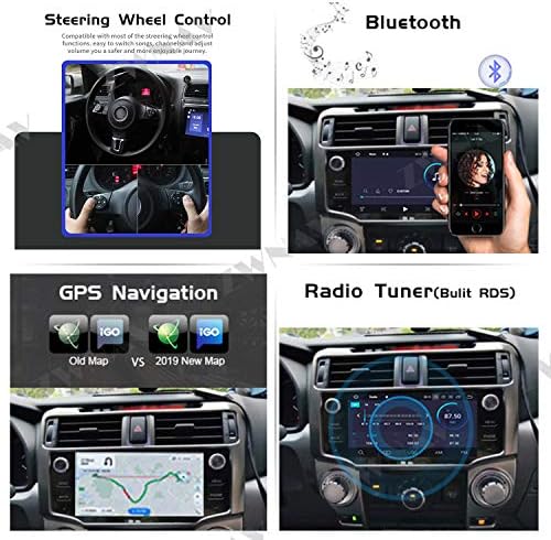 ZWNAV CAR STEREO Android 10.0 DVD Player para Toyota 4Runner 2014-2019, Cabeça de Navegação GPS, WiFi, Bluetooth, CarPlay, tela de toque IPS, receptor AM/FM