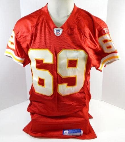 2003 Kansas City Chiefs 69 Jogo emitido Red Jersey 50 DP32155 - Jerseys usados ​​no jogo NFL não assinado