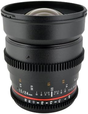 Rokinon CV24M-C 24mm T1.5 Lente de Cine para Canon com abertura desligada e siga a compatibilidade do foco