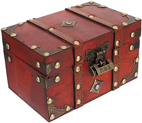 Baú de tesouro de Vicasky Caixa de madeira pequena com bloqueio caixa de armazenamento vintage de joias