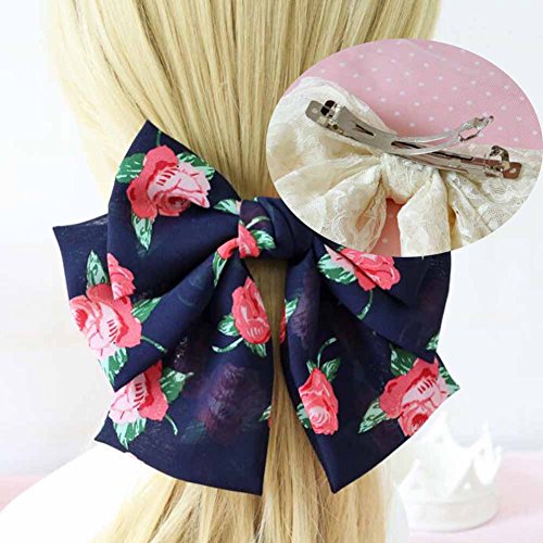 Aqua azul floral bowknot barretas