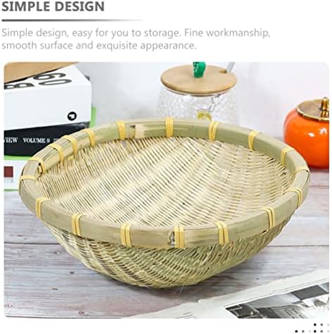 Veemon Berry Bowl Bamboo Cesta de cesta de alimentos de cesta plana rasa u forma de pão artesanal cesto de fruto cesta de cesta