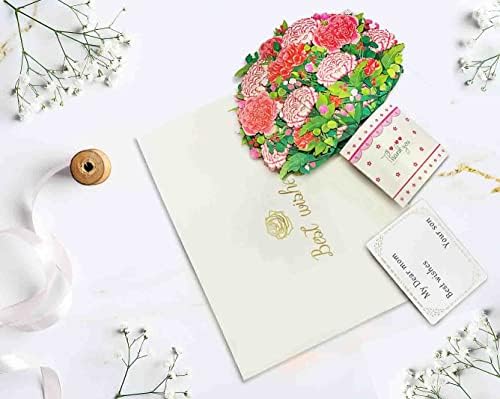 Pop Up Flower Bouquet Card, tulipas 3D aparecem cartões para ela com cartão de nota e envelope para todas as ocasiões, dia dos namorados,