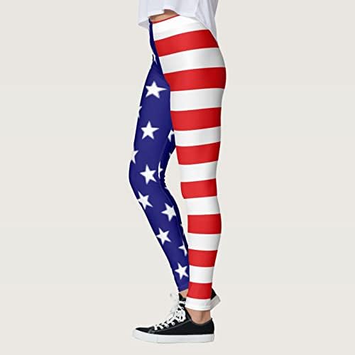 Bandeira americana 4 de julho Leggings feminino Controle de bandeira americana ioga American Yoga