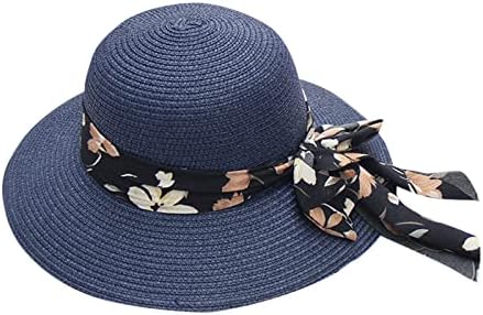 Mulheres Bowknot Bowler Hat Summer Brim Brim Sol Straw Hat de praia