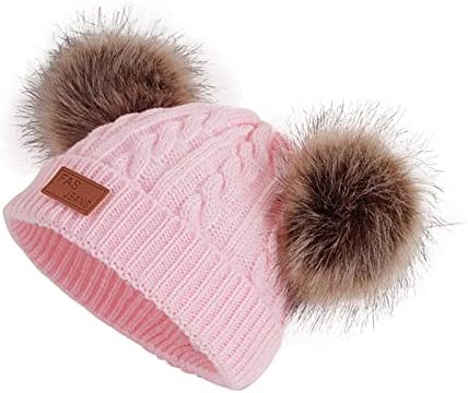 Xzhdd Toddler bebê chapéu de malha quente inverno Crianças 1/2pc Bapa de esqui grossa sólida com pom pom faanie círculo de cachecol de loop