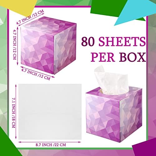 Marsui 16 caixas 1280 folhas 2 tecidos faciais da dobra de tecidos macios na vertical cubos 4 cores de design geométrico caixa