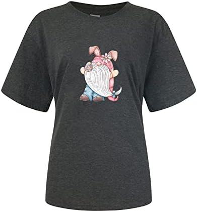 Camisa de Páscoa Mangas de Mangas curtas Tops de impressão engraçada camisetas casuais soltas camisetas redondas Bloups & Shirts