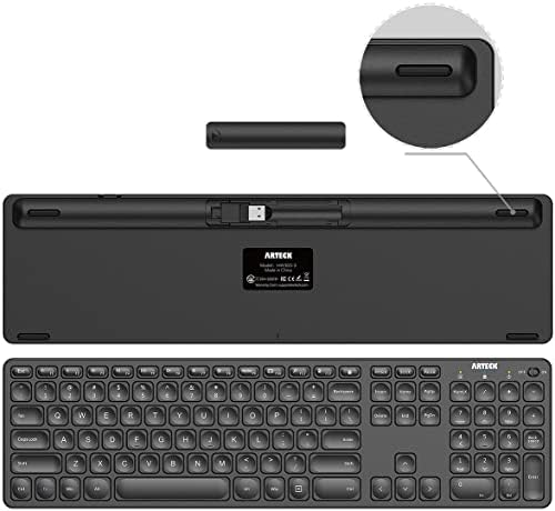 Arteck 2.4g Teclado sem fio e mouse Combo Ultra Slim Tiz em tamanho real Teclado e camundongos ergonômicos para laptop para computadores para computadores PC e Windows 11/10/8/7 Build in USB-C Bateria recarregável