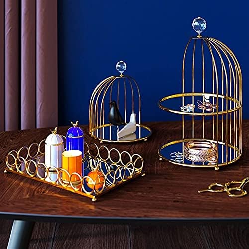 Caixa de jóias de viagens Poepie simples gaiola de pássaro de pássaro de armazenamento de ferro forjado para desktop