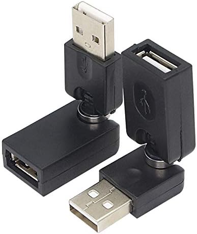 Gelrhonr Adaptador USB giratório, rotativo USB 2.0 Digite um homem para digitar um conector de extensão feminino 360 graus Rotação