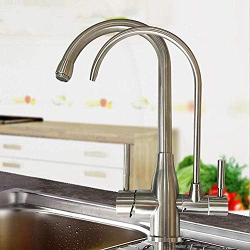 Omoons Kitchen Taps de 3 vias sem chumbo em aço inoxidável filtro de cozinha Tap entrega água quente/fria Filtro de água escovada