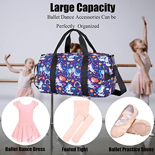 Bolsa de dança garotas ginástica bolsa de ginástica infantil saco de mochila unicórnio de viagem durante a noite com