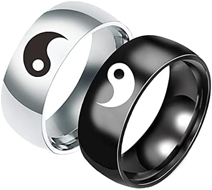 Colorido bling aço inoxidável yin yang casal de parto de aliança