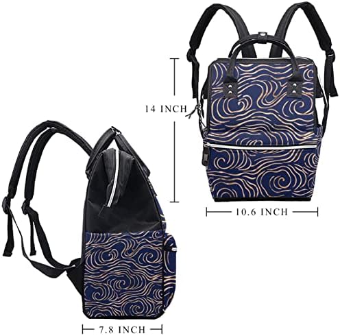 Mochila VBFOFBV Backpack, grandes sacos unissex, pacote de viagens multiuso para os pais, spray de ouro azul marinho japonês vintage