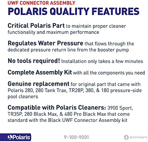 Polaris Genuine Parts 9-100-9001 Conjunto de ajuste de parede universal Substituição para limpeza de piscina de pressão automática Vac Sweep 280, 380, 3900