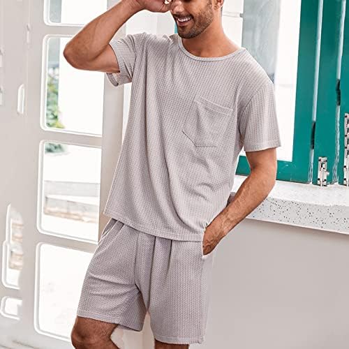 Camisas de verão masculino Soldado de manga curta masculina com bolsos caseiros de pijama de pijamas casuais cetim formal