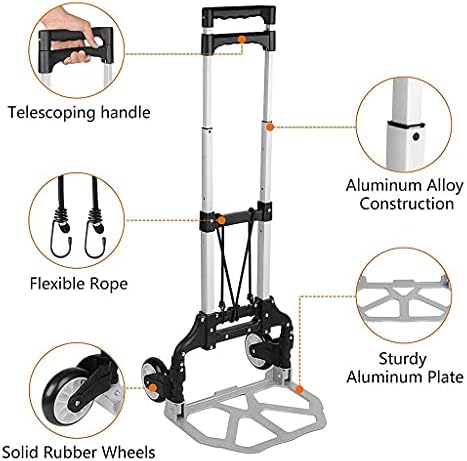 Liruxun Folding Folding Hand Truck Wheel Wheel Carrinho Carrinho Carrinho para Compras Movimentando 160 libras