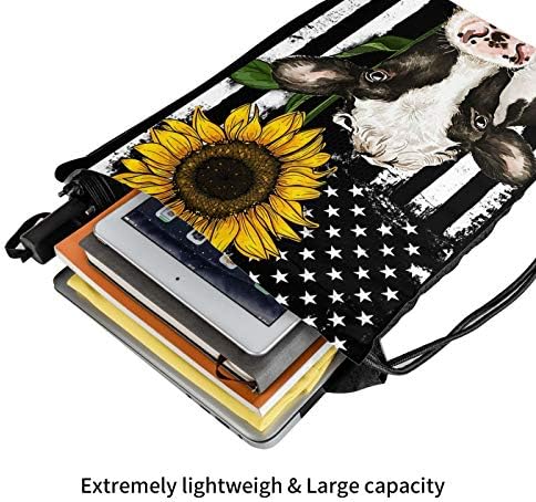 N Nebont Cow Sunflower Backpack Backpack Back American Sport Gym Cincha