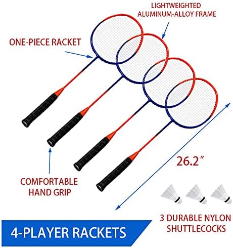 ZDGAO Badminton & Volleyball Combo Conjunto - rede profissional de vôlei para gramado, quintal e fácil configuração de vôlei