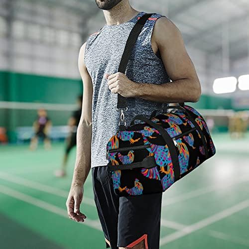 Bolsa de ginástica de frango brilhante Bag de bolsa de mochila com compartimento de sapatos para férias esportivas