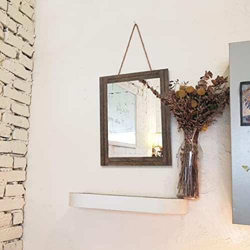 Azzkang espelho de madeira rústica Retângulo Decorativo espelho de parede com moldura na sala da sala de estar espelho
