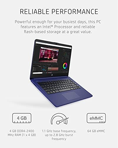 Laptop HP 14, Intel Celeron N4020, 4 GB de RAM, armazenamento de 64 GB, tela Micro-Edge HD de 14 polegadas, Windows 10 Home,