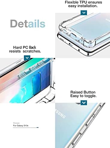 Kiomy Galaxy S10E Case Ultra Cristal Claro Clear Bumper Proteção Tampa do telefone Projeto híbrido PC rígido Voltar com tpu flexível Recebida de moldura e cantos aprimorados para Samsung Galaxy S10e Slim Fit Skin