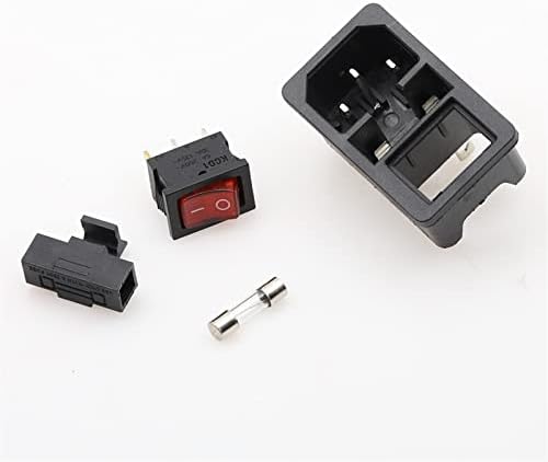 Werevu 1PCS Rocker Switch Fused IEC 320 C14 Power Socket com conector do conector do interruptor de fusível da lâmpada com fusível
